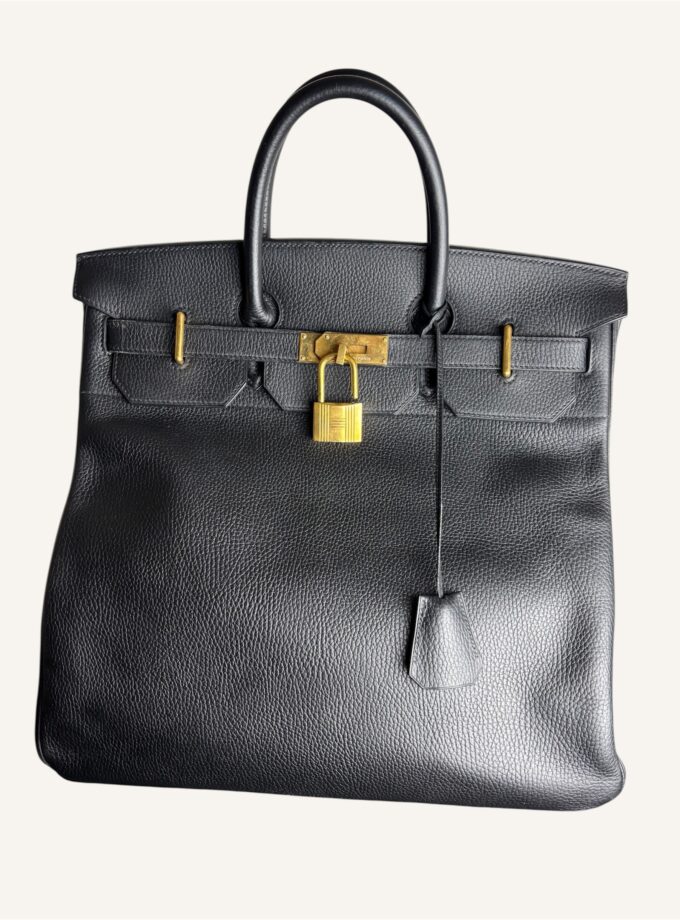 sac Hermès HAC 40 cuir Ardennes noir or 1998