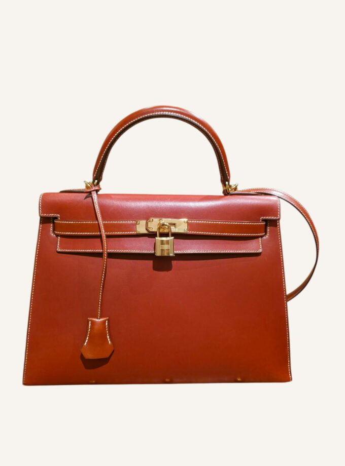 Hermès Kelly 32 Cuir Box Rouge Brique 1992 | TheVintageTraveler