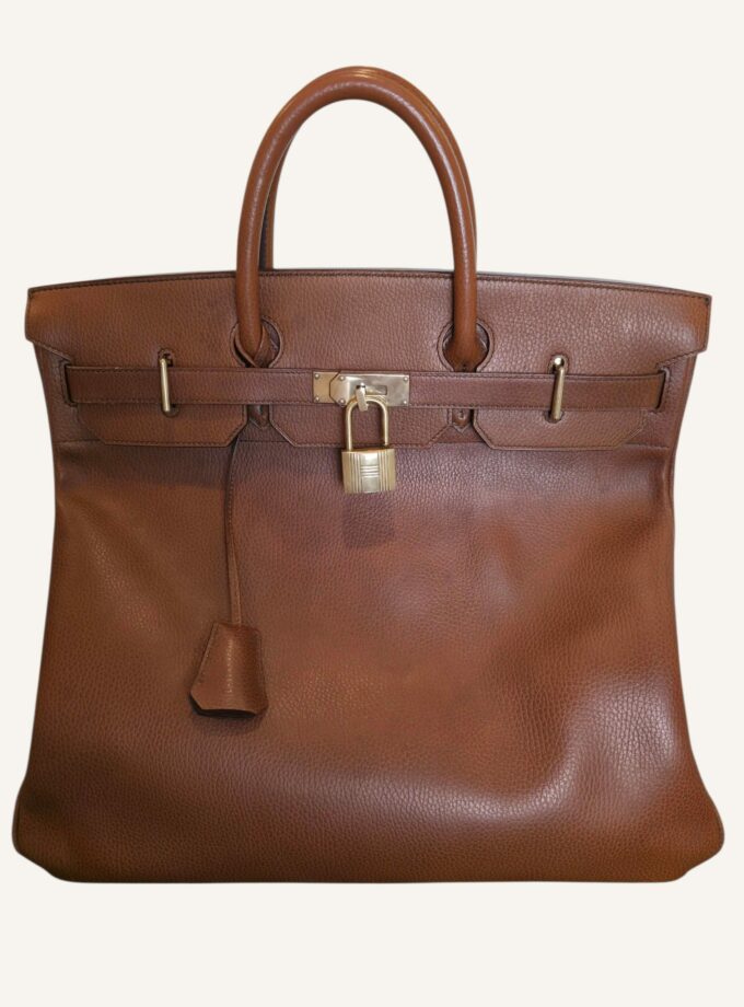 Hermès HAC 40 Cuir Ardennes Marron Or 1996 | TheVintageTraveler