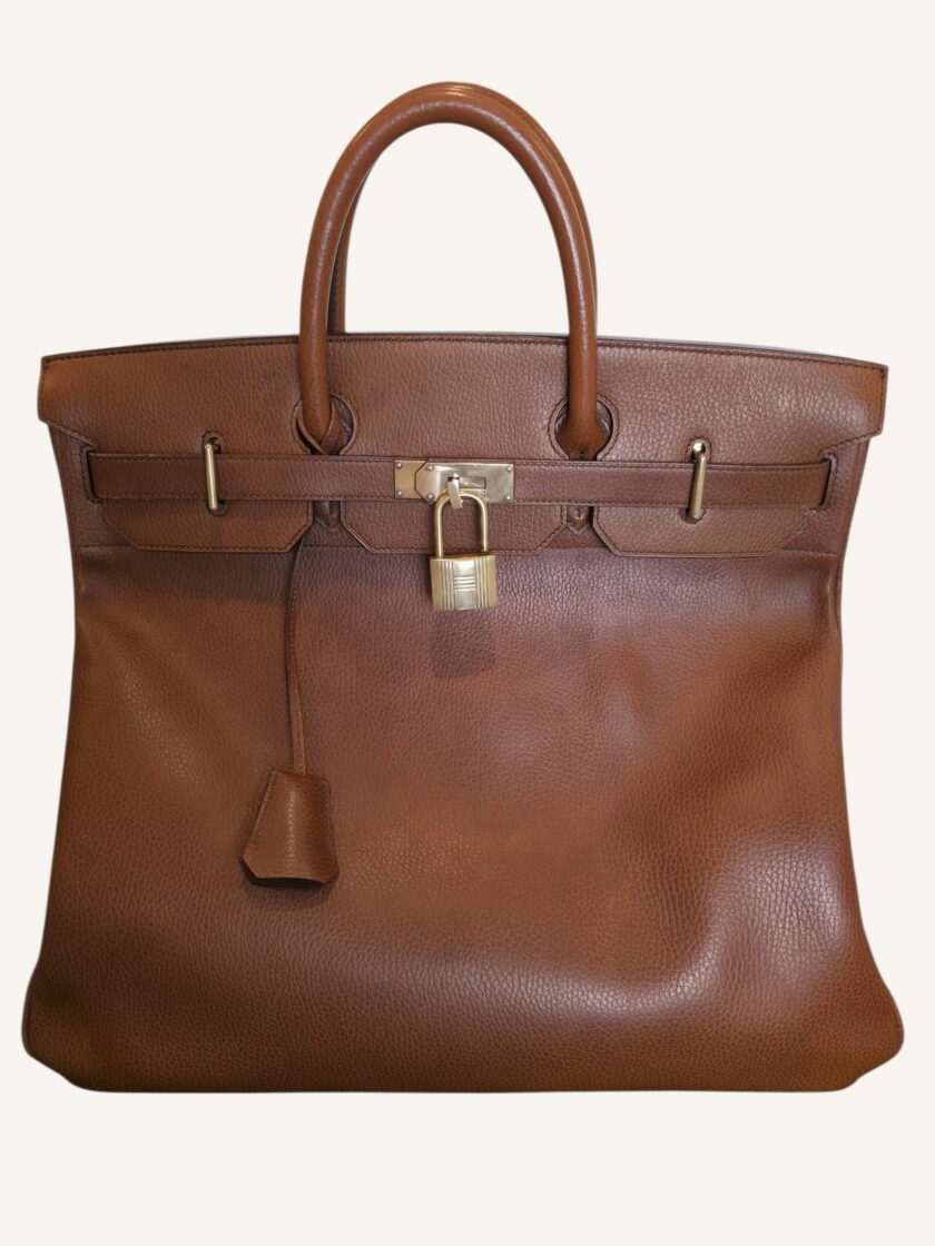 Hermès HAC 40 Cuir Ardennes Marron Or 1996 | TheVintageTraveler