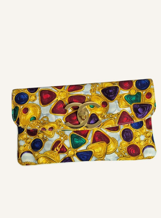 pochette Chanel vintage Gripoix blanc