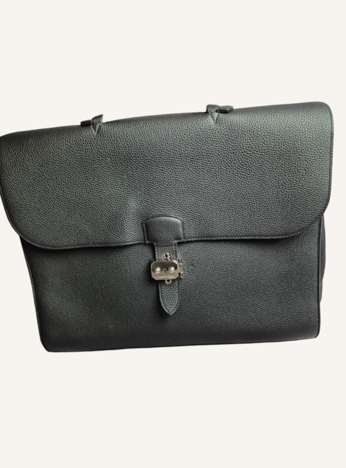 sac à dépêches Hermès cuir taurillon noir