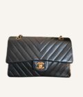 sac Chanel vintage Full Flap cuir chevron 1994