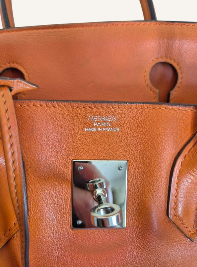 Sac Hermès Birkin 30 Orange Swift palladium