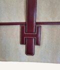 Pochette Hermès Jige toile & Cuir Box rouge – Image 8