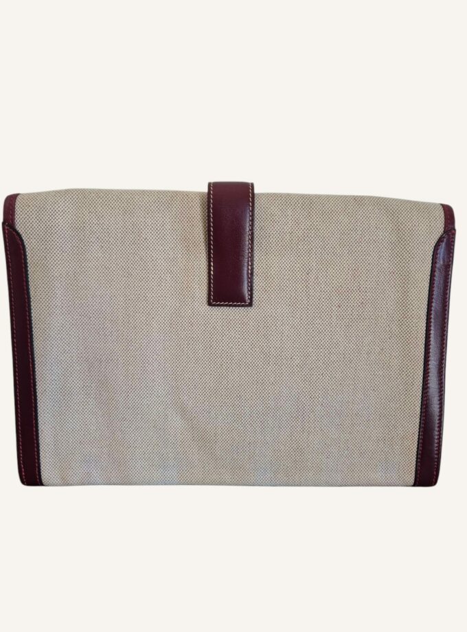Pochette Hermès Jige toile & Cuir Box rouge