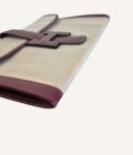 Pochette Hermès Jige toile & Cuir Box rouge – Image 6