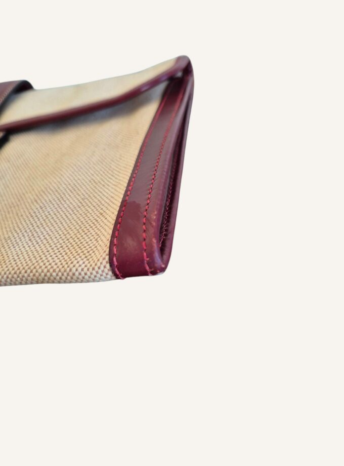 Pochette Hermès Jige toile & Cuir Box rouge