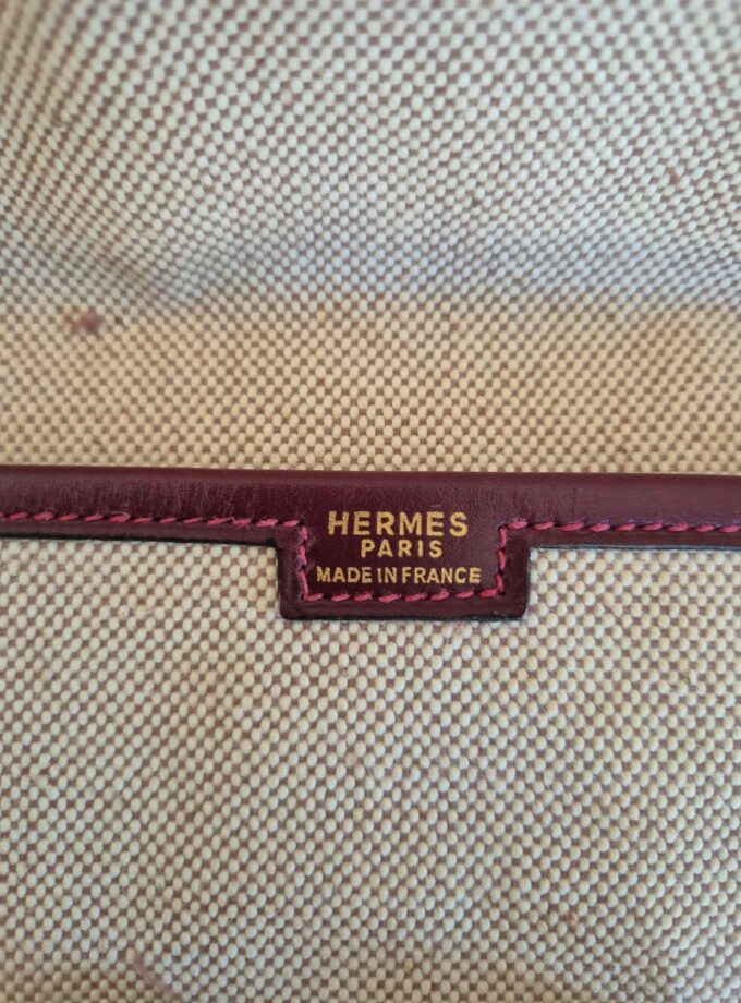 Pochette Hermès Jige toile & Cuir Box rouge