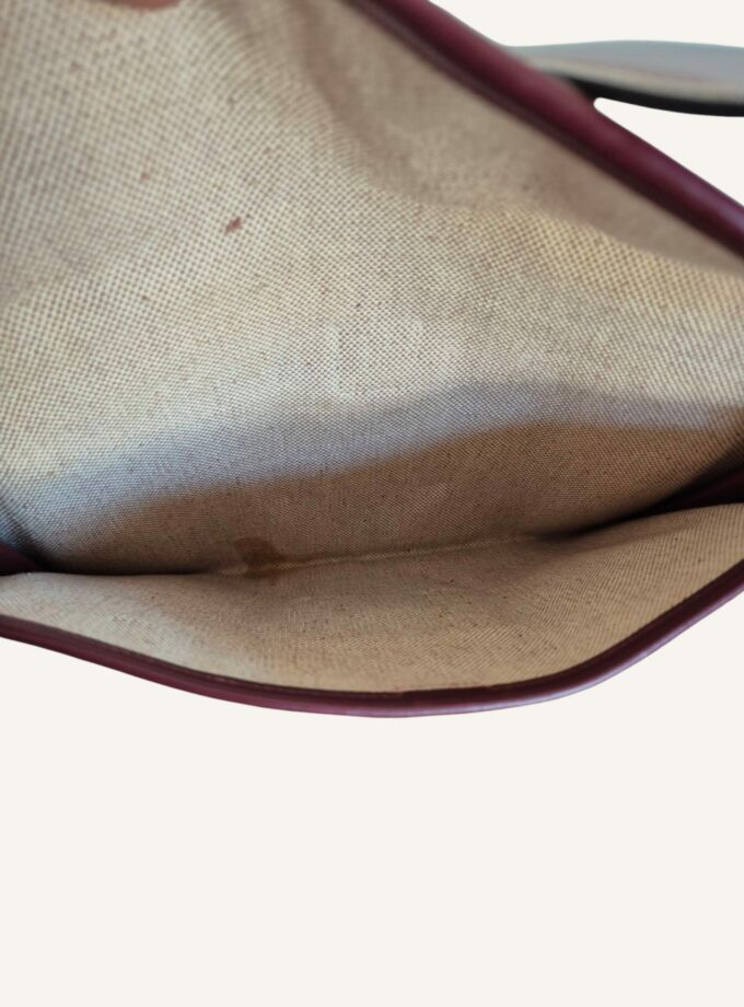 Pochette Hermès Jige toile & Cuir Box rouge