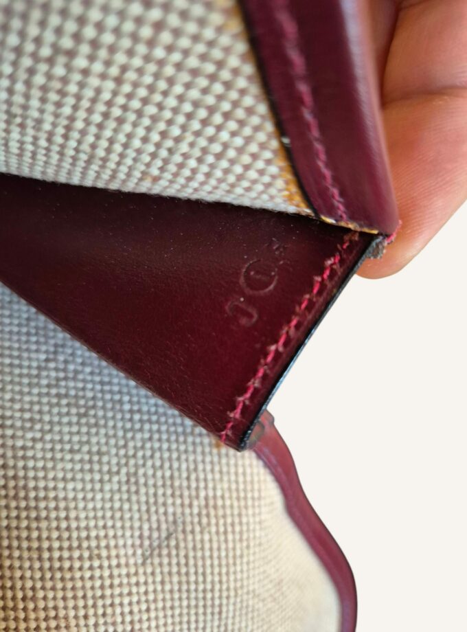 Pochette Hermès Jige toile & Cuir Box rouge