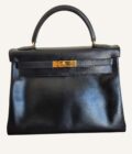 sac Hermès Kelly 32 cuir box noir