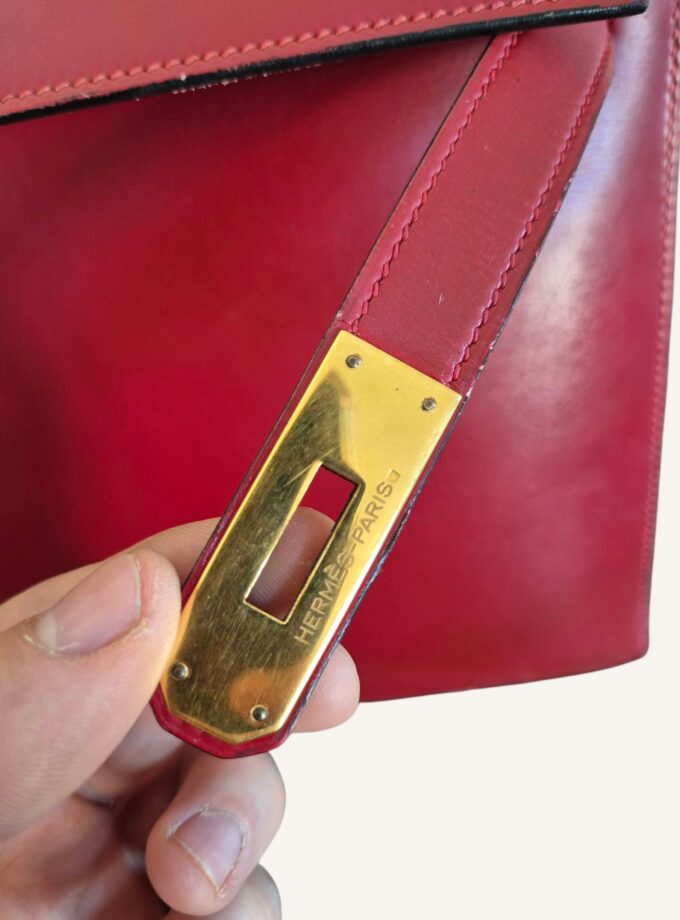 Sac Hermès Kelly 32 cuir box rouge