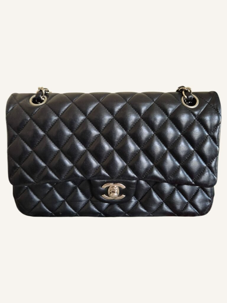 Chanel Timeless black leather bag 2017 second hand luxury bags