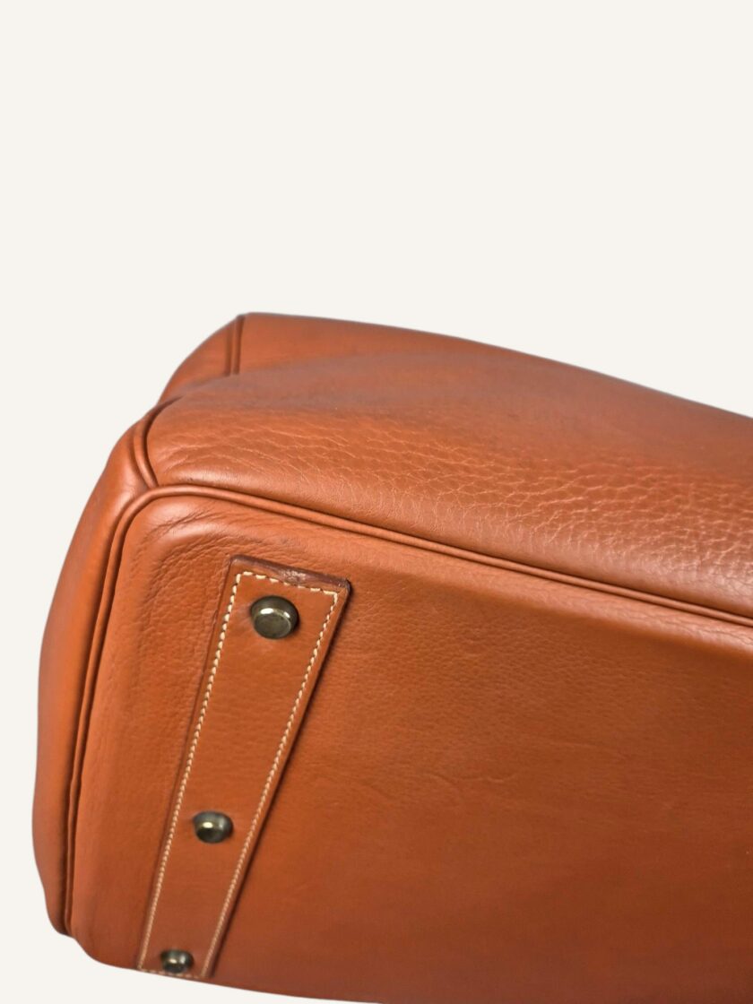 sac Hermès HAC 45 orange rouge finitions or