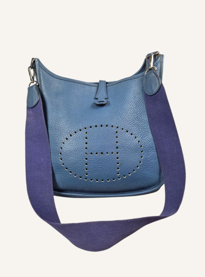sac Hermès Evelyne PM cuir Clémence bleu 2006