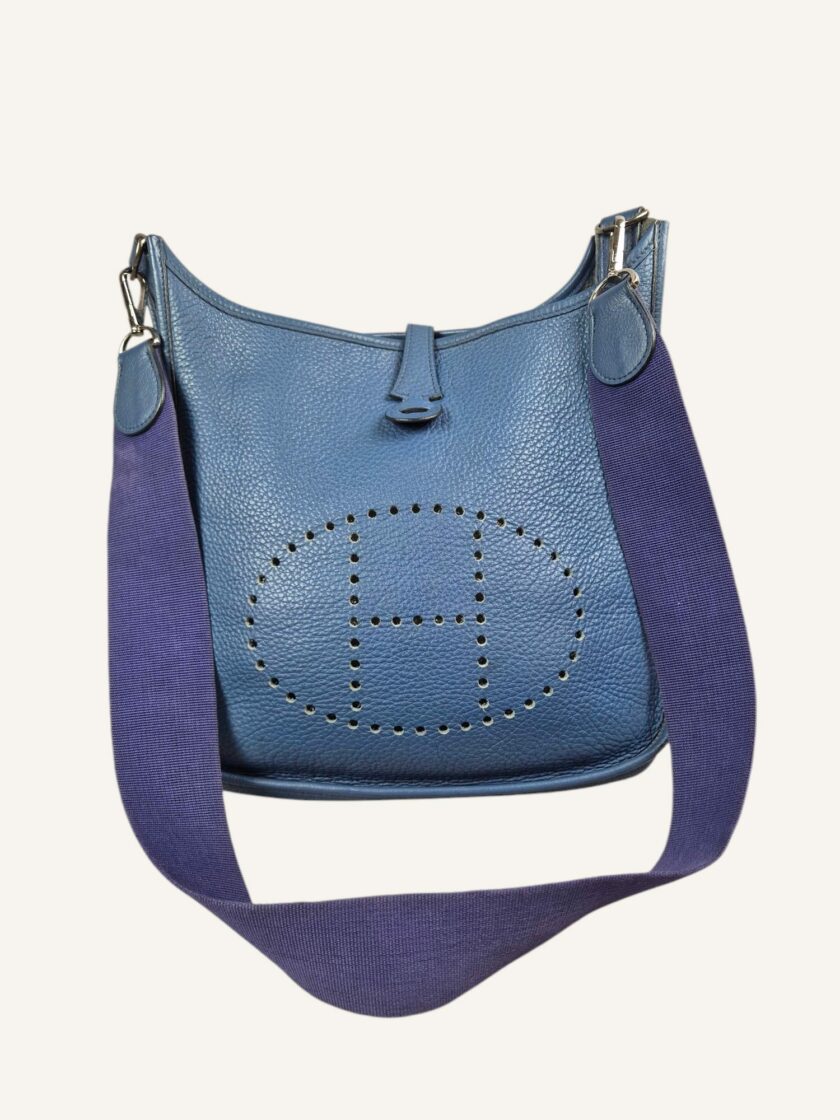 sac Hermès Evelyne PM cuir Clémence bleu 2006