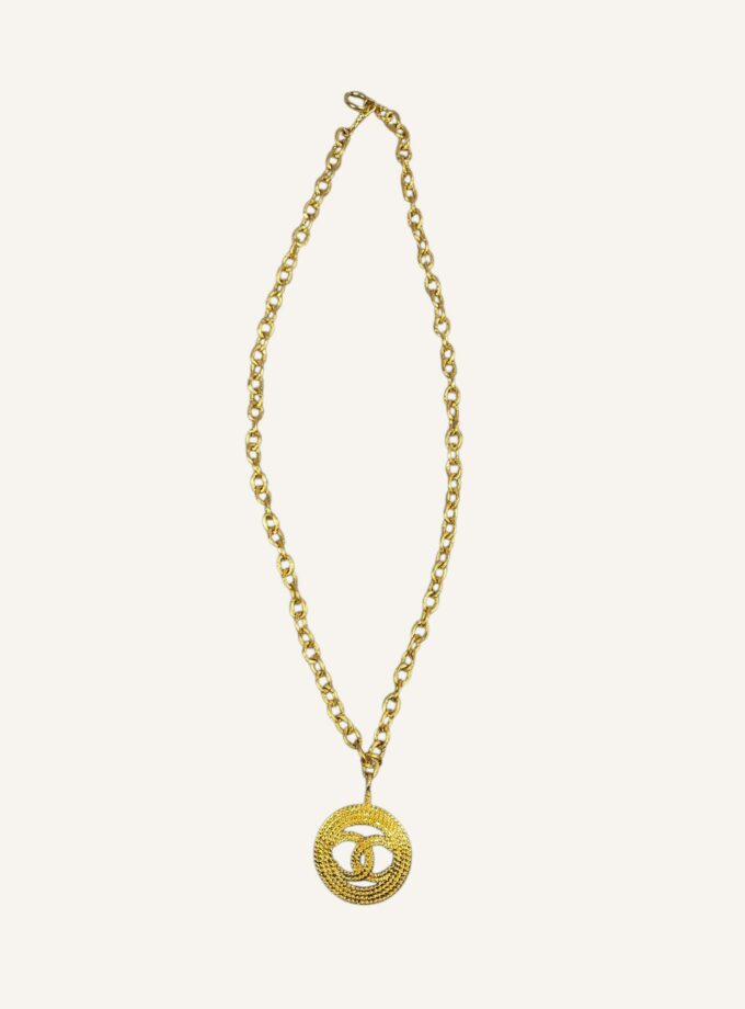 collier Chanel vintage or 24k double CC torsadé