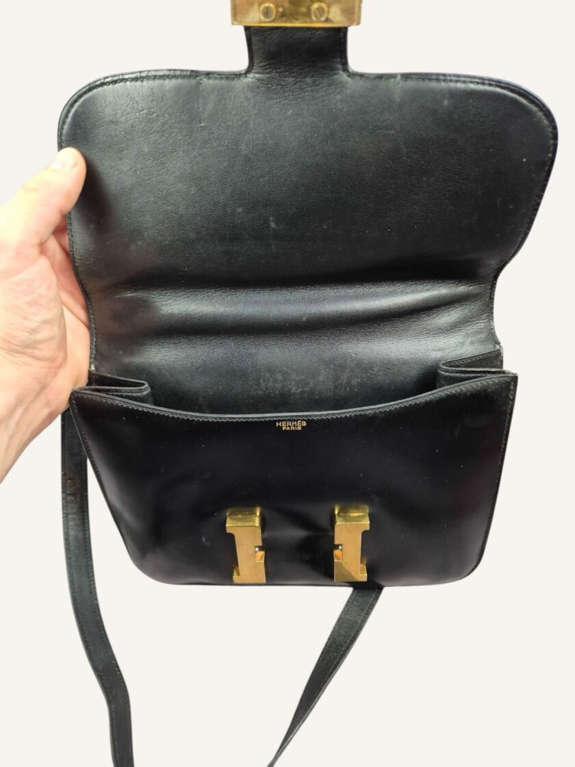 sac Hermès Constance vintage cuir box noir