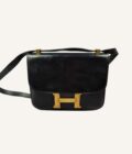 sac Hermès Constance vintage cuir box noir