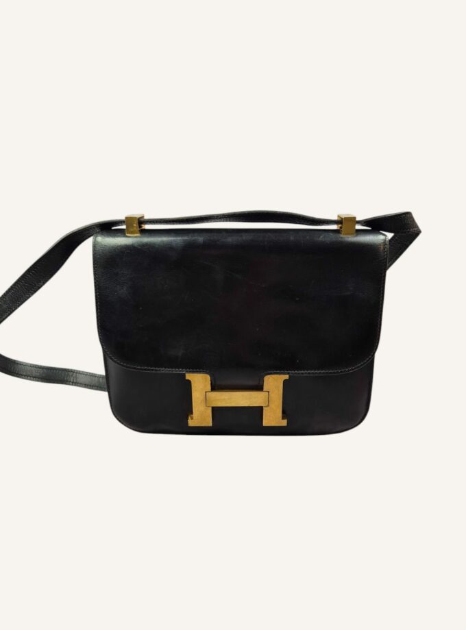 sac Hermès Constance vintage cuir box noir