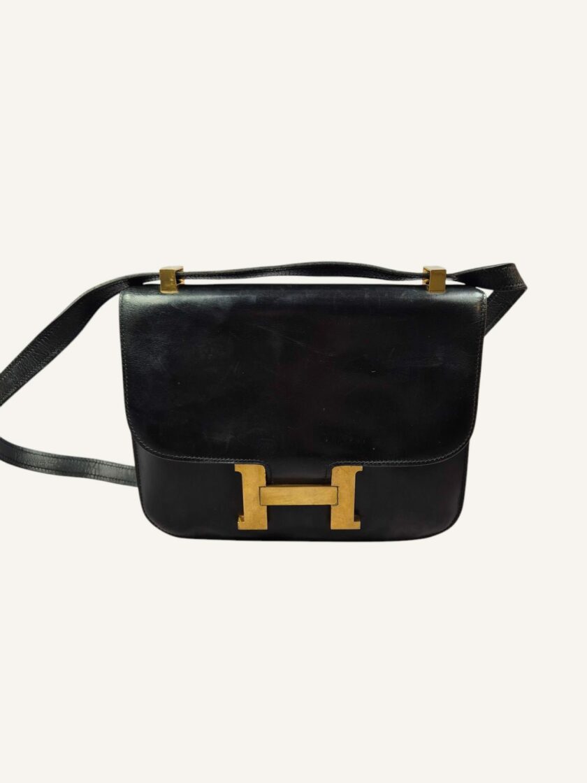 sac Hermès Constance vintage cuir box noir