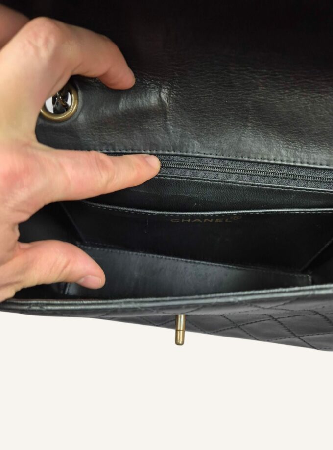 Sac Chanel vintage single flap laiton vieilli