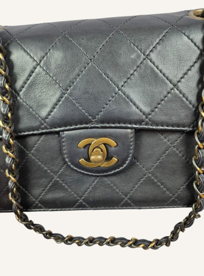 Sac Chanel vintage single flap laiton vieilli