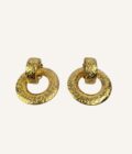boucles d’oreilles Chanel vintage or 24k logo