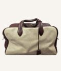 sac Hermès Victoria 40 toile beige cuir marron clair