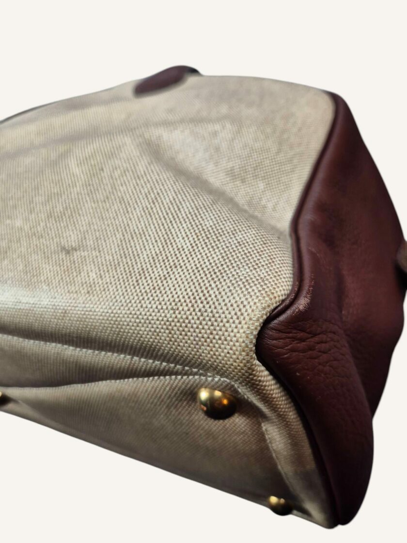 sac Hermès Victoria 40 toile beige cuir marron clair