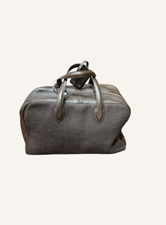 sac Hermès Victoria 40 cuir toile marron foncé