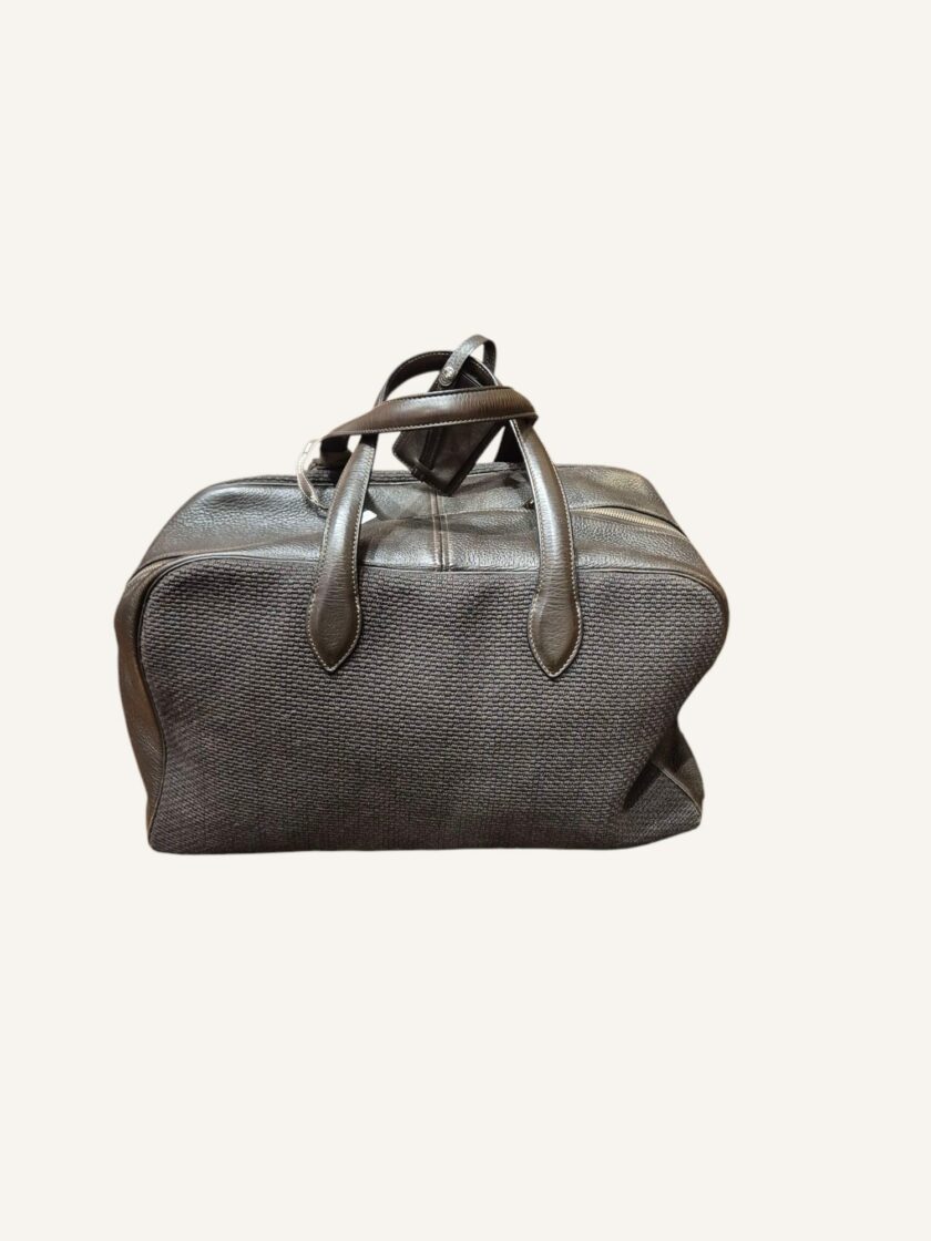 sac Hermès Victoria 40 cuir toile marron foncé
