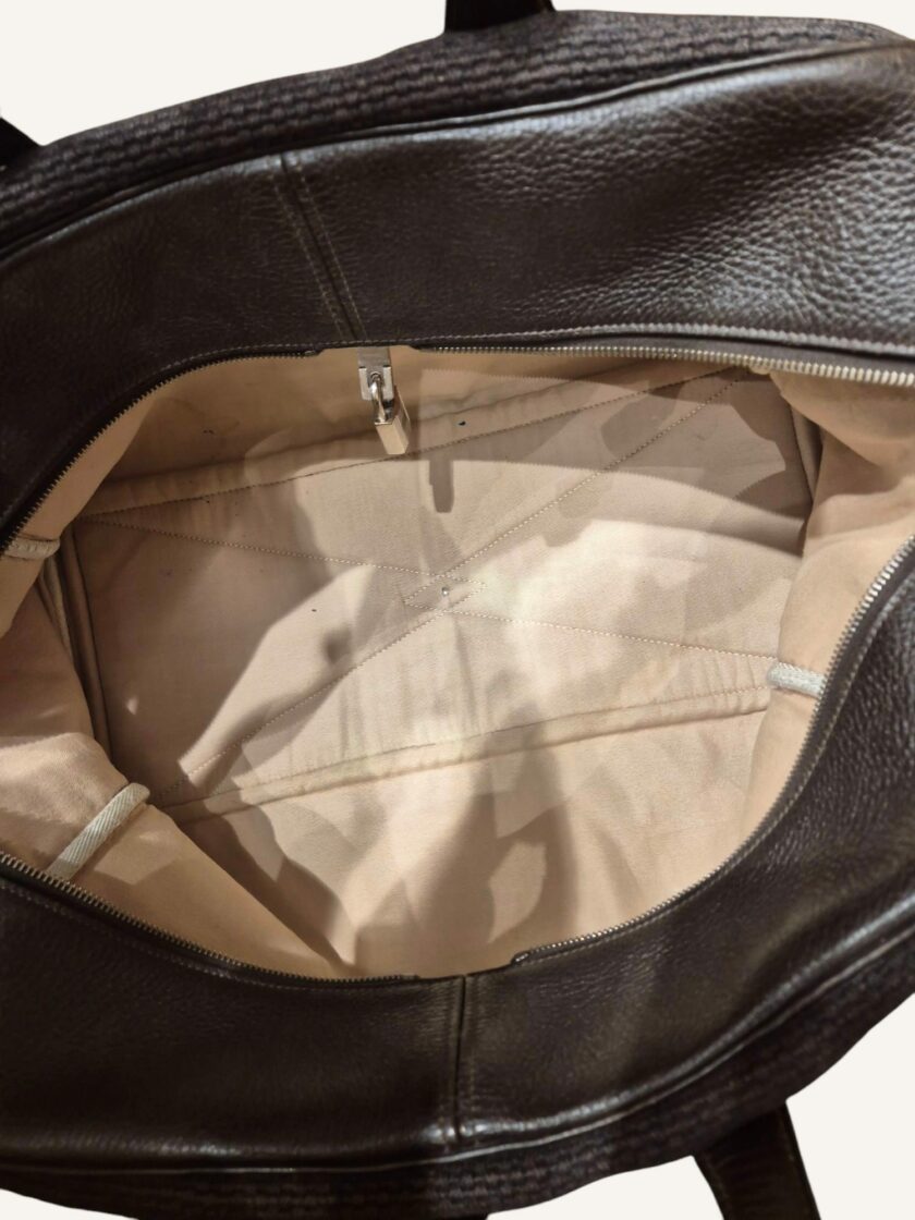 sac Hermès Victoria 40 cuir toile marron foncé