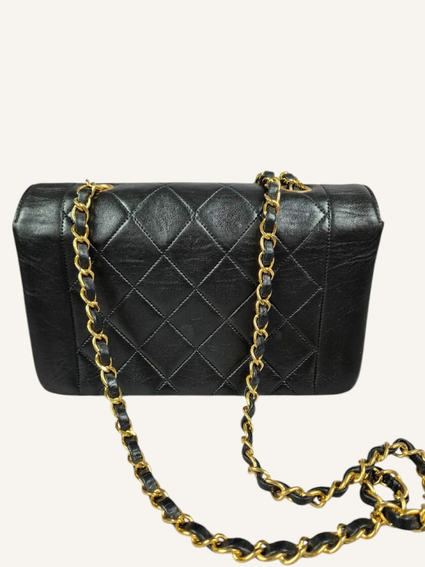 sac Chanel Diana small cuir noir or 24k 1994