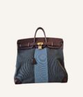 sac Hermès HAC 50 toile bleue cuir Barenia finitions or