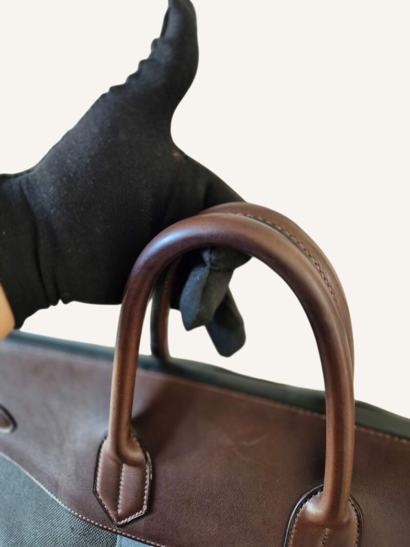 Sac Hermès HAC 50 toile et cuir barénia – Image 5