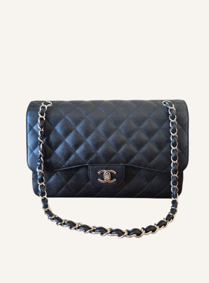 sac Chanel Jumbo cuir caviar noir argent