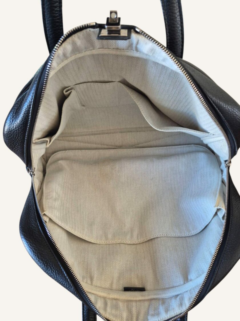 sac Hermès Victoria 40 noir finitions argent