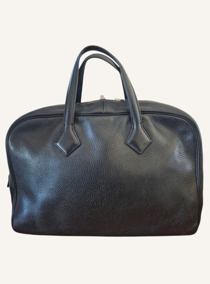 sac Hermès Victoria 40 noir finitions argent