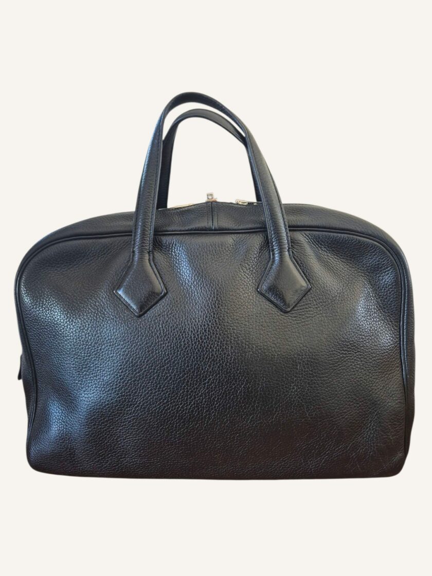 sac Hermès Victoria 40 noir finitions argent