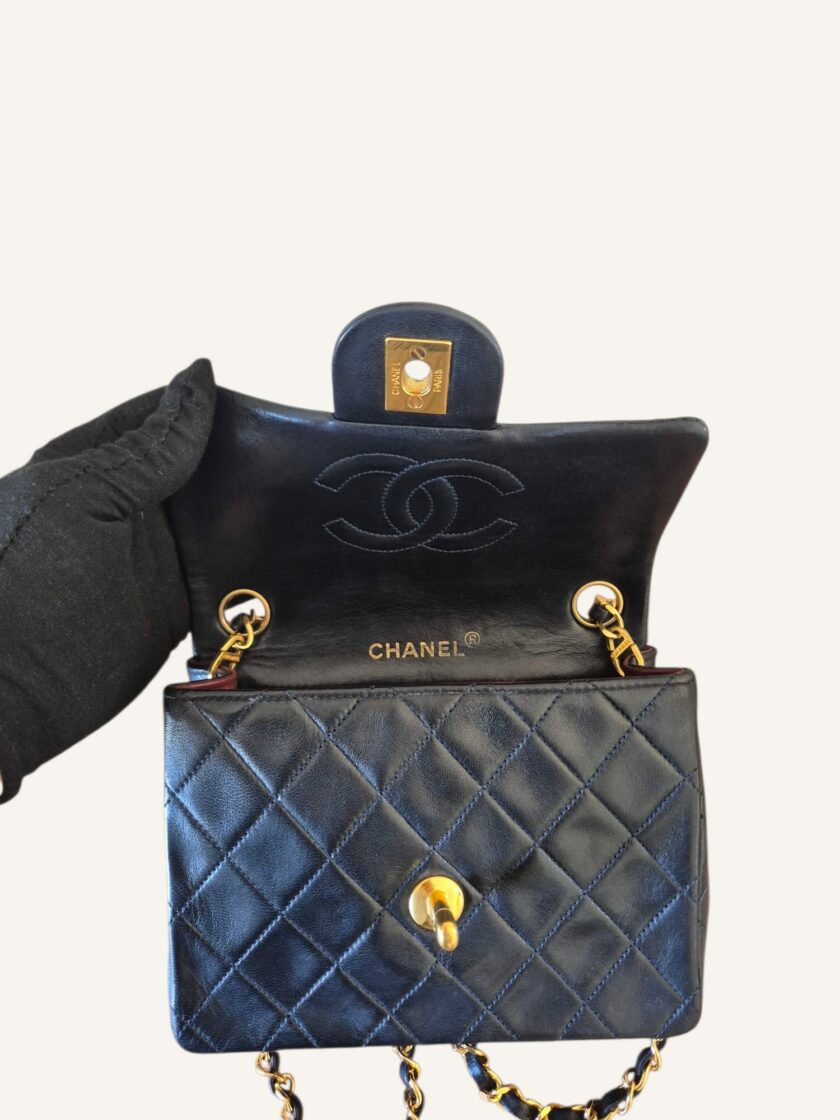 Mini Chanel vintage bleu marine – Image 10
