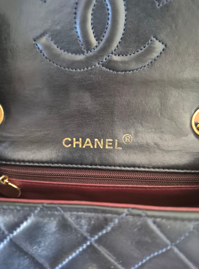 Mini Chanel vintage bleu marine
