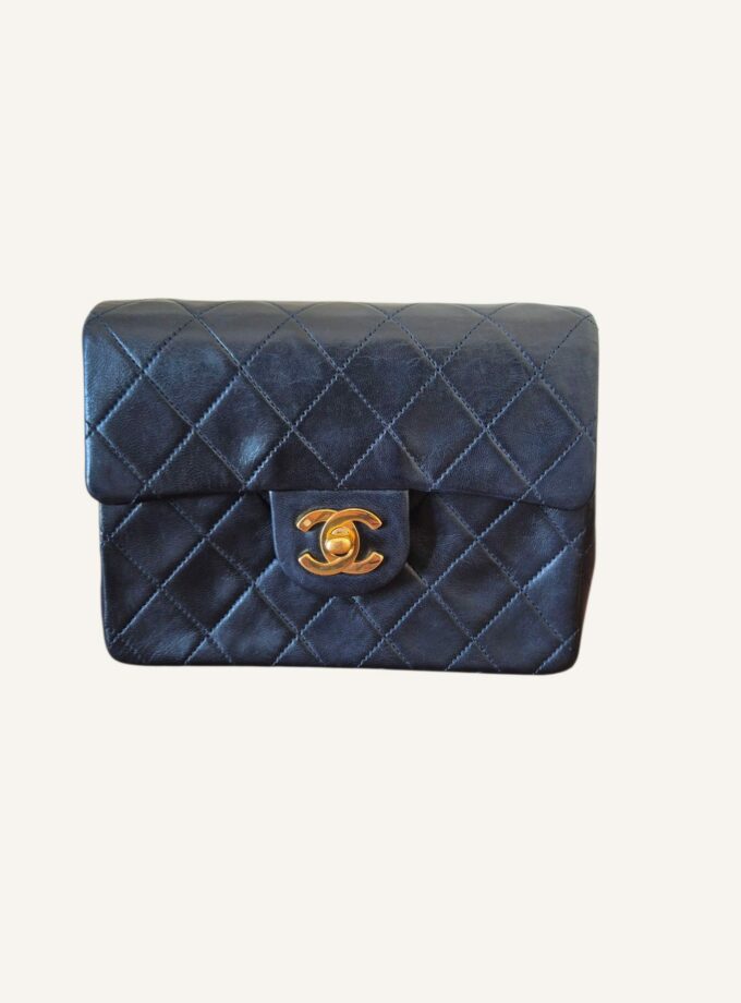 Mini Chanel vintage bleu marine