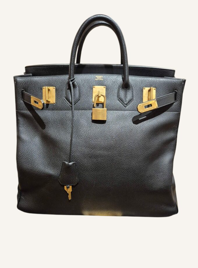 sac Hermès HAC 45 cuir Ardennes noir