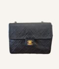 mini sac Chanel cuir agneau noir or 24k vintage