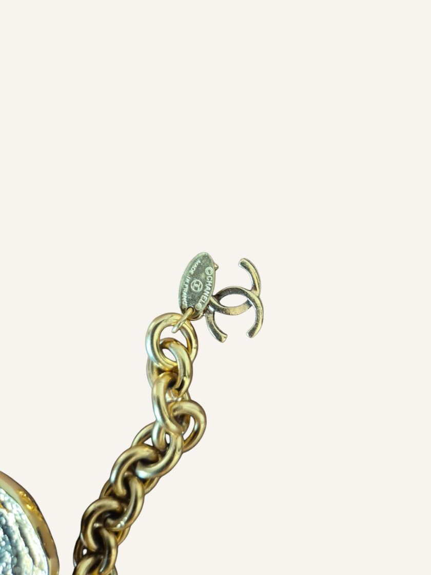 collier Chanel vintage Gripoix doré vert rouge