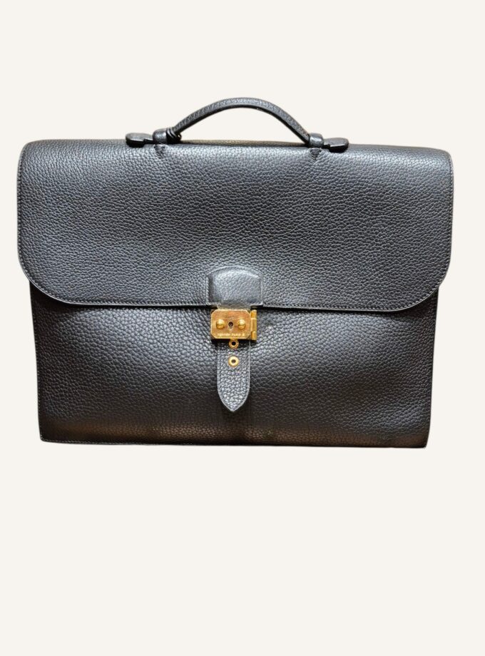 sac à dépêches Hermès cuir Ardennes noir or