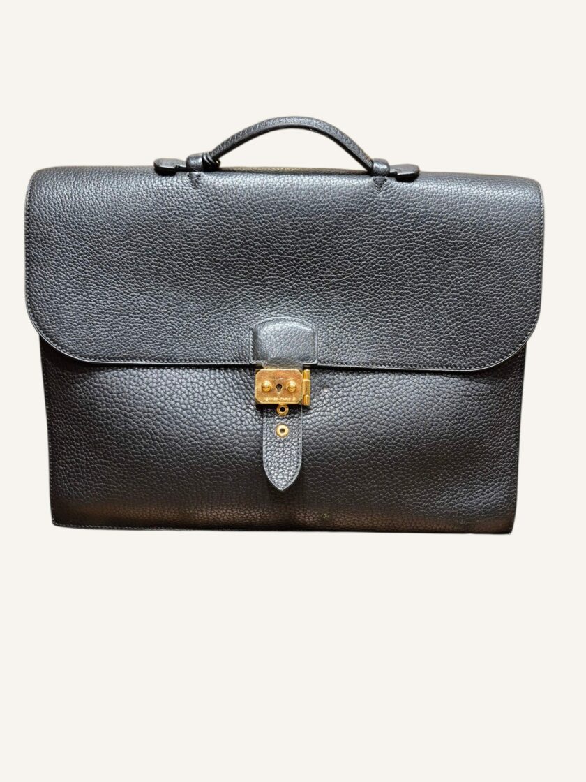 sac à dépêches Hermès cuir Ardennes noir or