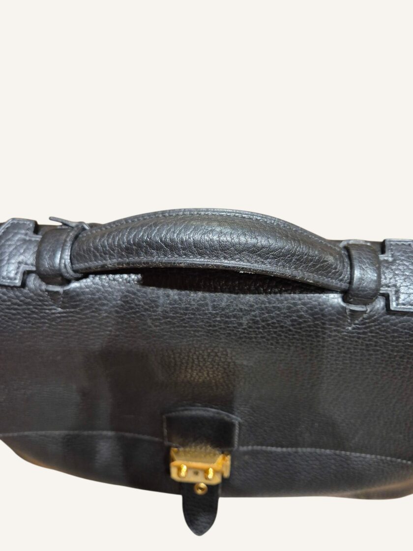 sac à dépêches Hermès cuir Ardennes noir or